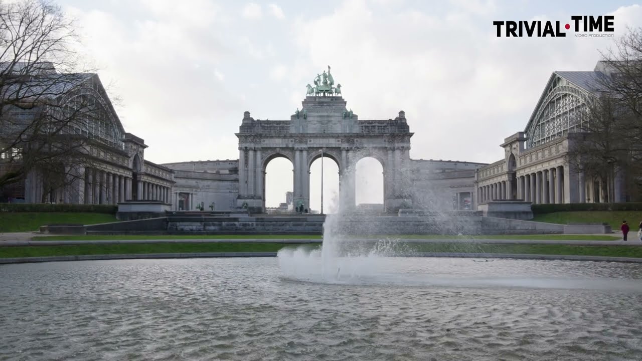 Storm Eunice fighting with the Jubelpark fountain - Brussels, Belgium 2022
