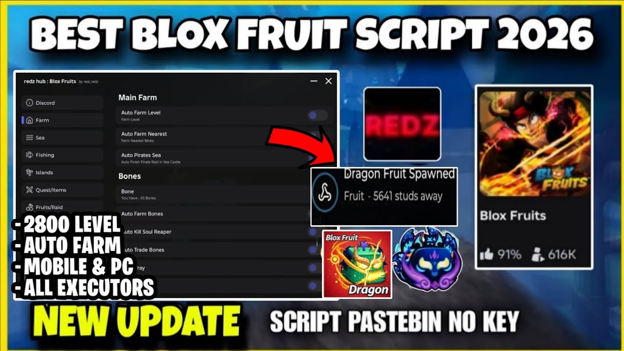 REDZ HUB Script Blox Fruits Mobile New Update 2026 | Script Blox Fruits No Key Redz Hub Pastebin
