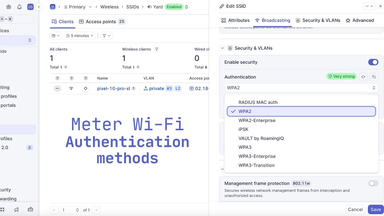Meter Wi-Fi: Методы аутентификации