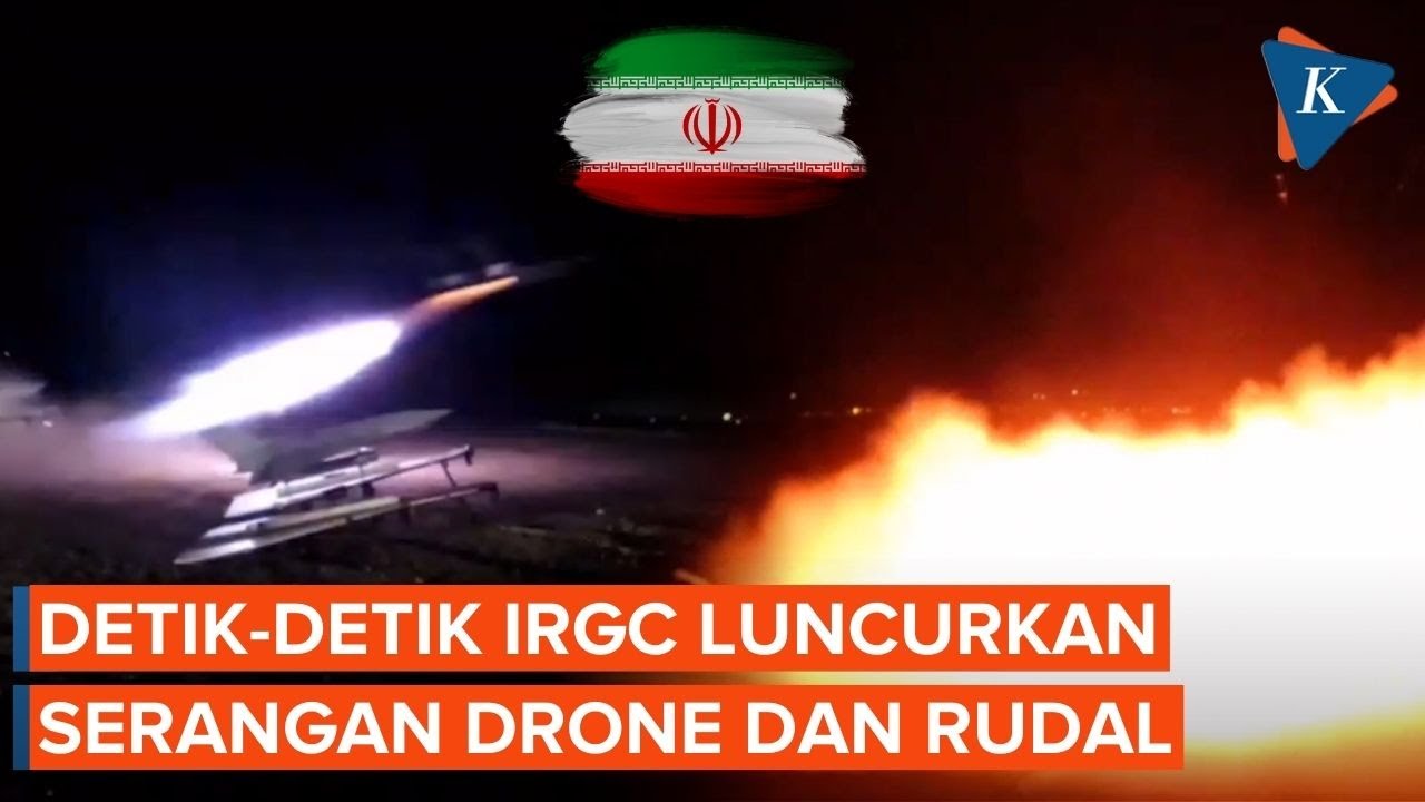 Detik-detik Rudal dan Drone Iran Melesat ke Target AS dan Israel