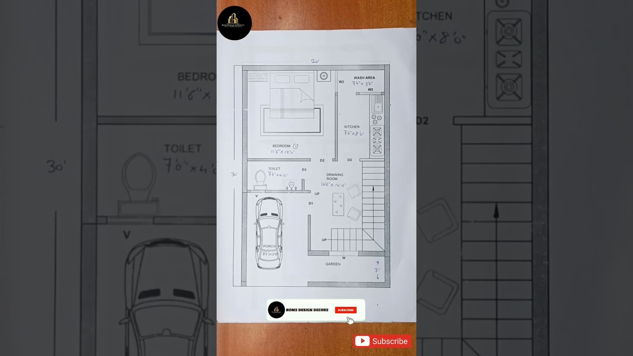 20x30 House Plan || 600 Sqft Duplex House Plan || 3 BHK || Home Design Decore #shorts #20x30