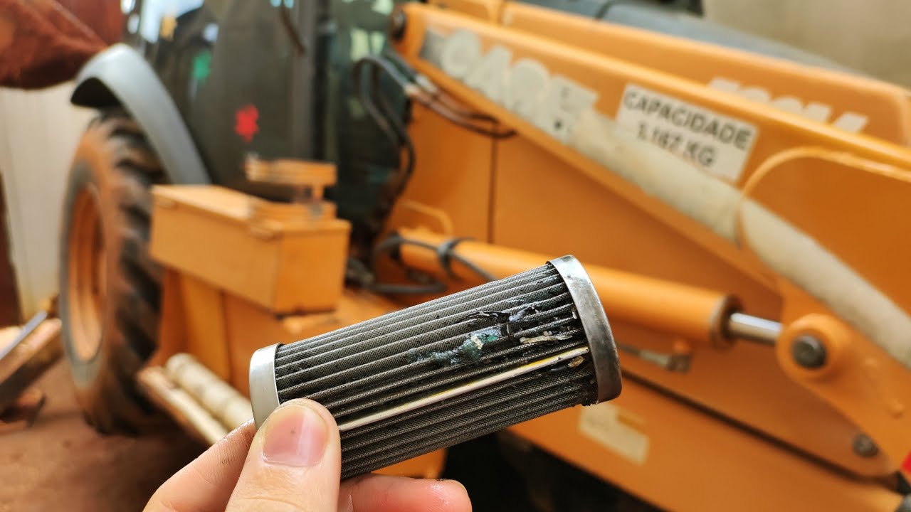 Limpeza filtro caixa e como completar o nível de óleo retroescavadeira case / backhoe case