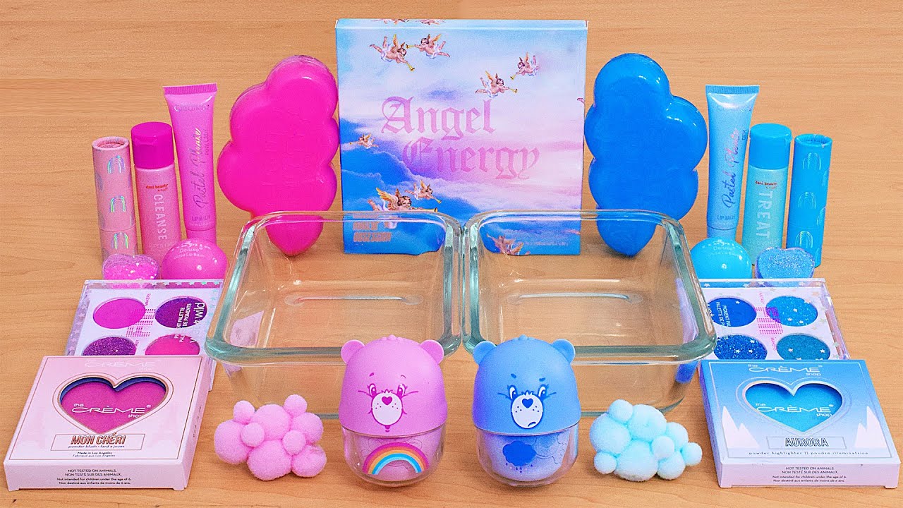 Pink vs Blue - Mixing Makeup Eyeshadow Into Slime ASMR