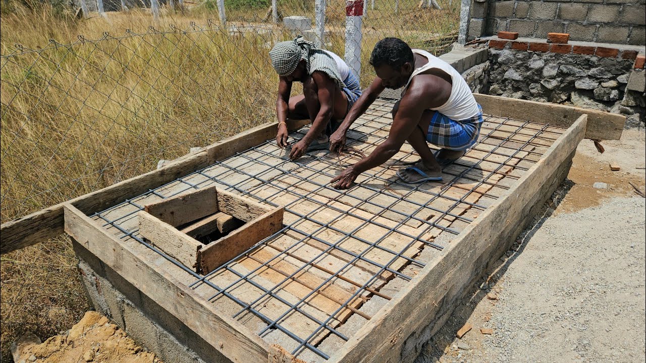 Construction Techniques of SepticTank Manual Slab Reinforcement|Septic tank Concrete