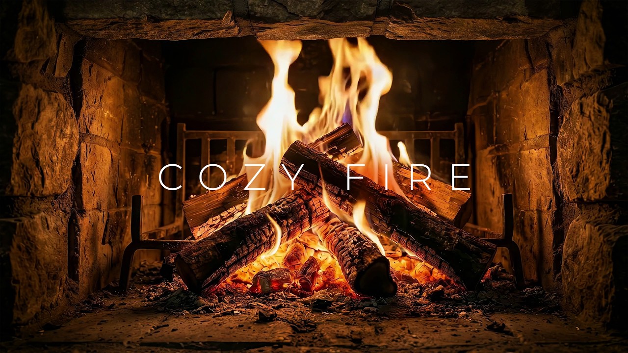 Cozy Stone Fireplace #4 | Relaxing Fire Sounds for Sleep & Study (4K 1 hour)