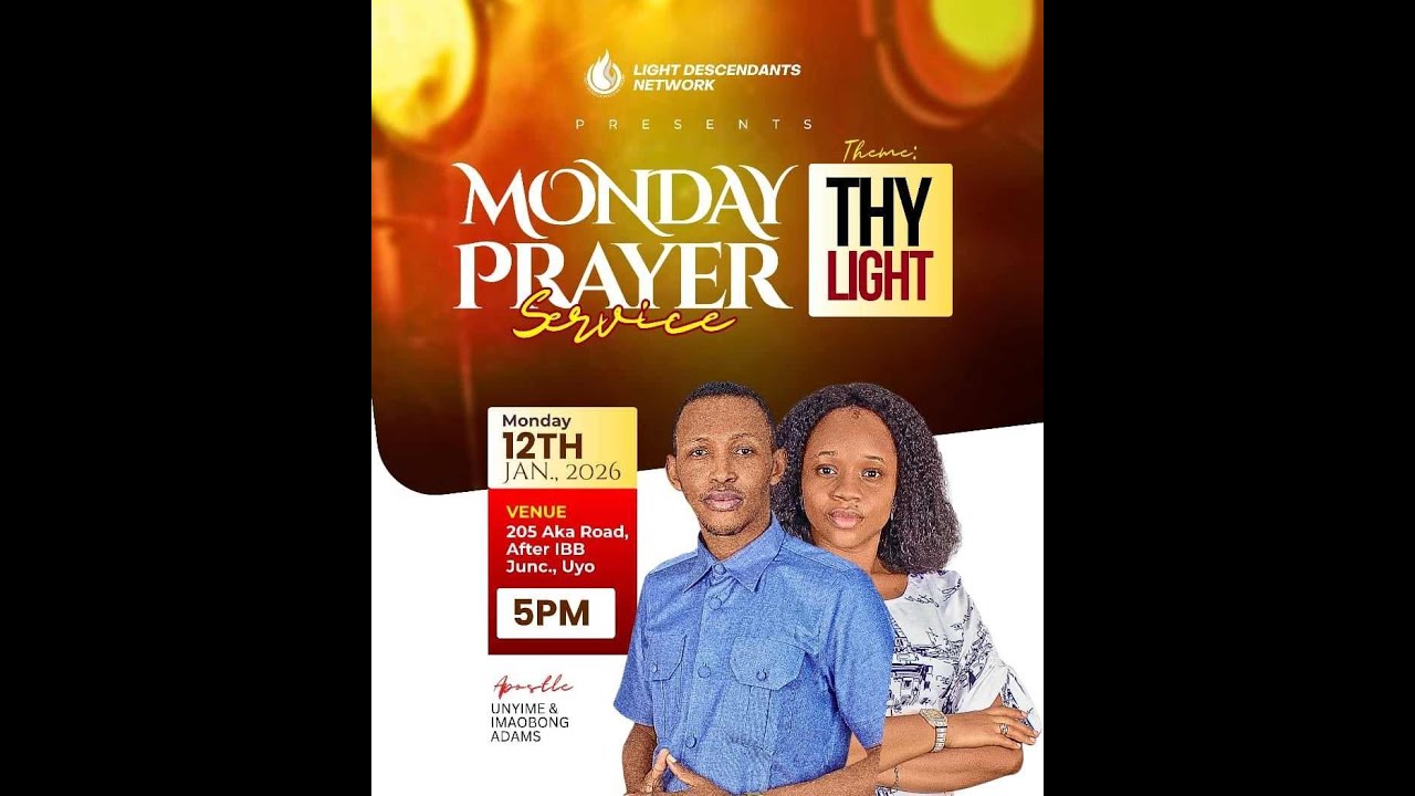 THY LIGHT || MONDAY PRAYER SERVICE || 12:01:26 || APOSTLE UNYIME ADAMS