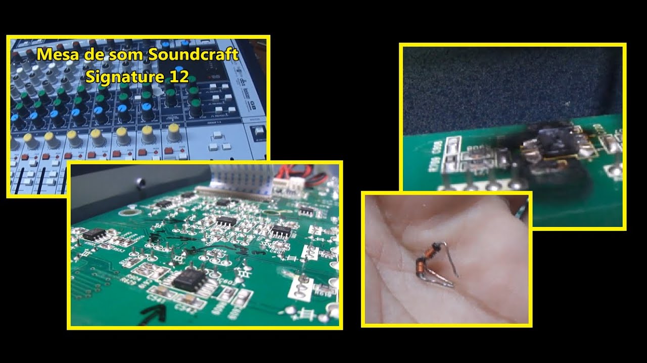 Defeito e conserto Mesa de som Soundcraft Signature 12.  Tendo um defeito semelhante à anterior.
