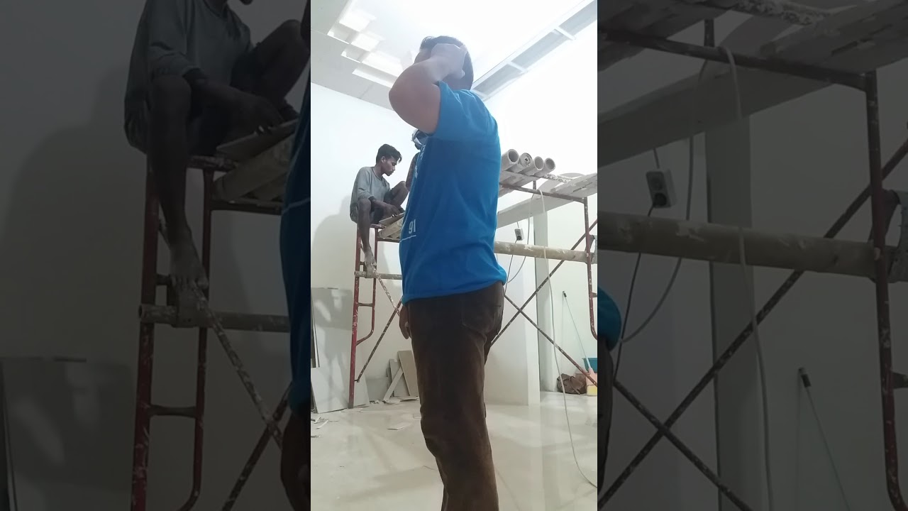 Proses pemasangan papan gifsum