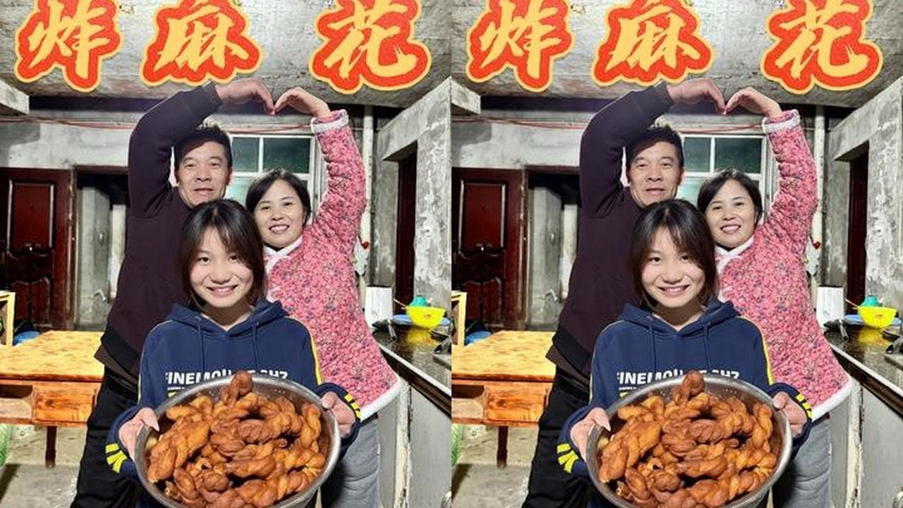 鹏鹏第一次炸麻花，虽然厨艺不太精，但味道还是杠杠的哦，快来一起享受这嘎嘣脆的美食吧！#我的乡村生活 #远嫁的姑娘