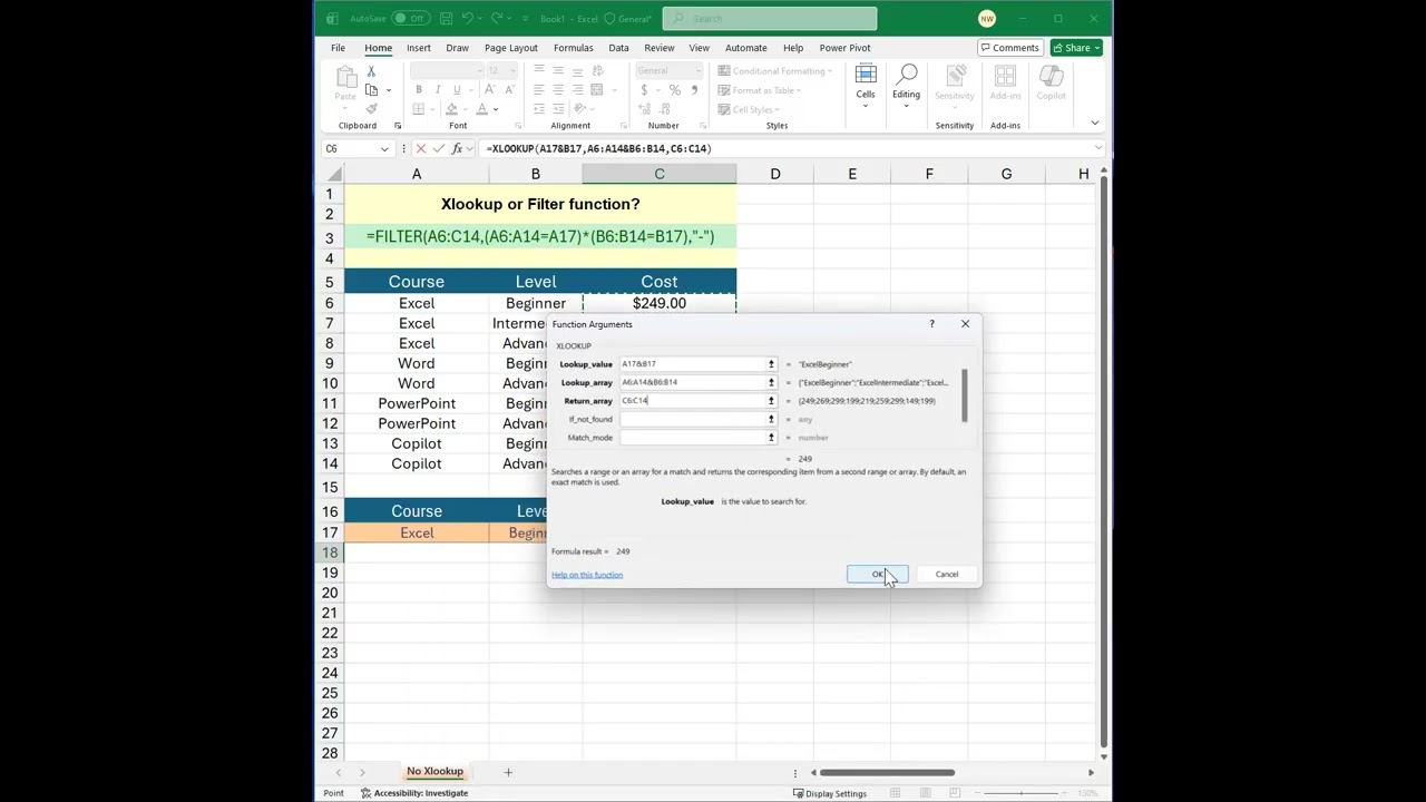 XLOOKUP или Filter?