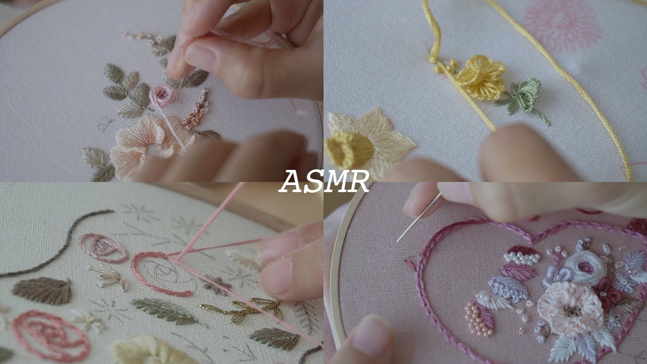 ASMR 자수 바느질 소리 모음. 잠오는 편안한 영상