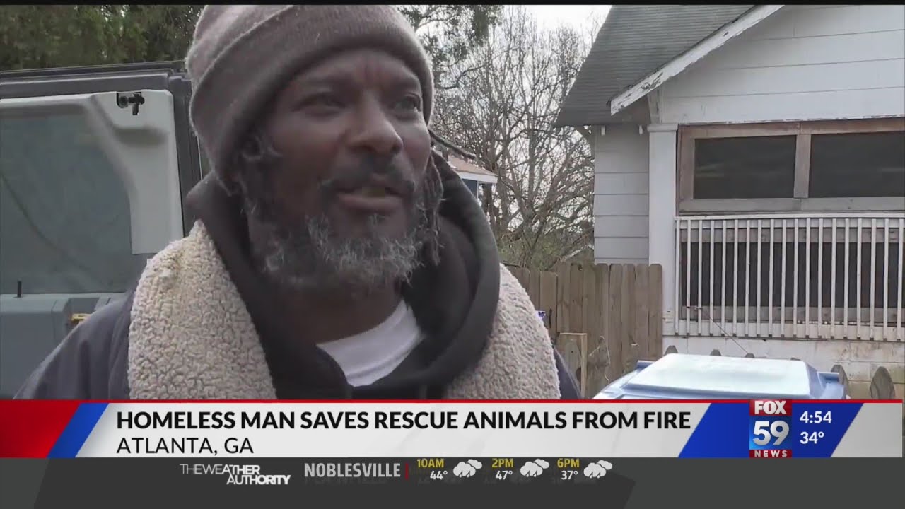 Homeless man saves animals from fire
