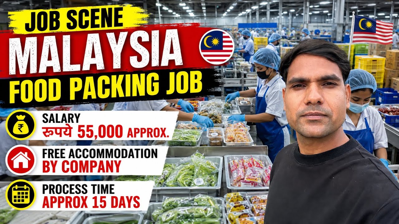 Malaysia Food Packing Job 2026 🇲🇾 | Salary ₹55,000 approx + | Free Accommodation