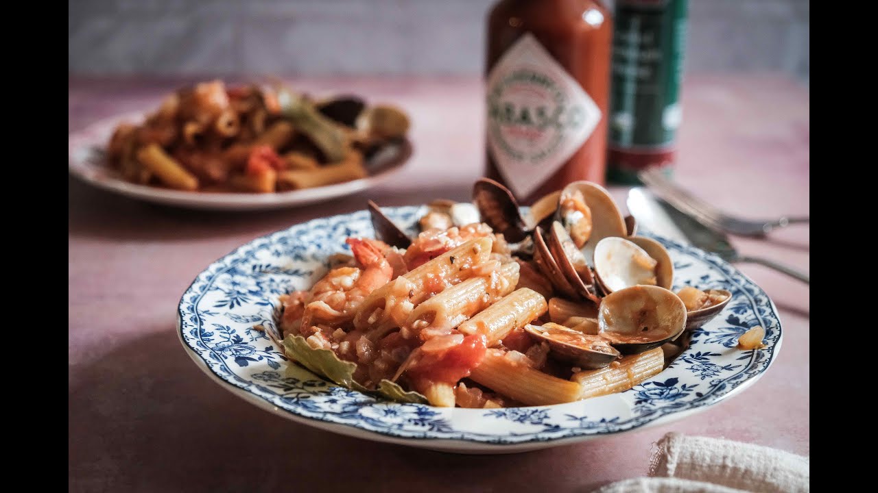 【影食日嚐】【番茄鮮蝦蛤蠣義大利麵 - 酸甜醬汁好美味】