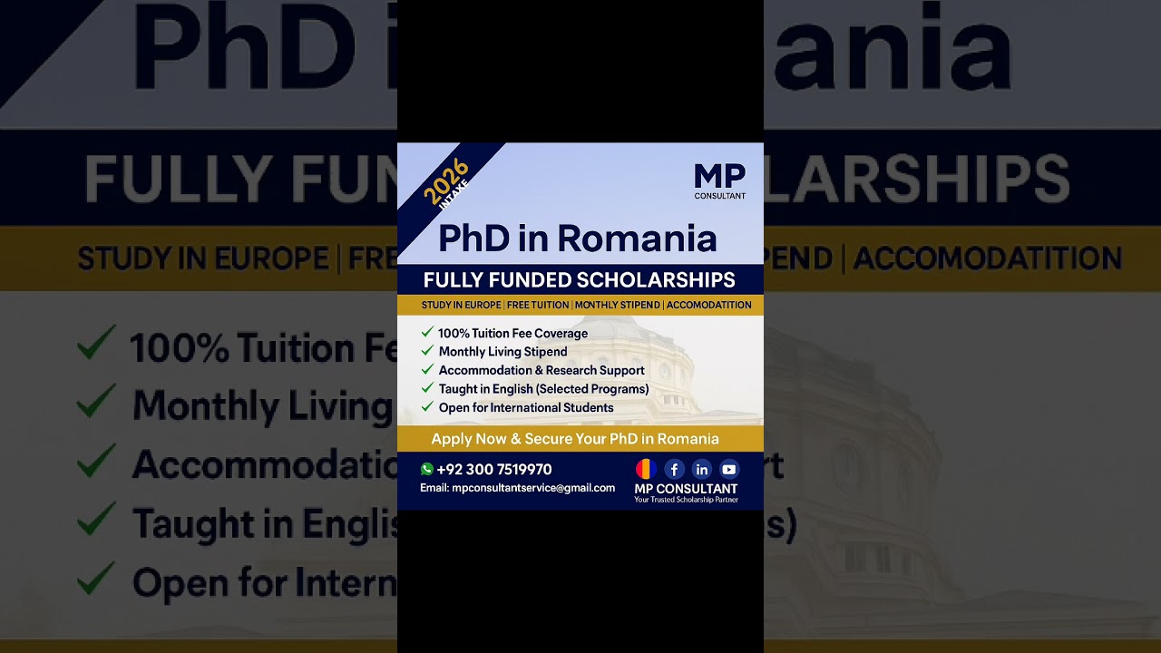 #phdinromania#mpconsultant #scholarshipsforpakistanistudents #fullyfundedscholarships #2026intake