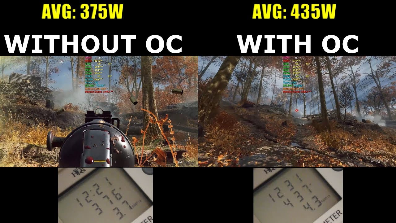 PC Power Consumption: RTX 2080 - 9700K ( Stock vs OC / Battlefield V )