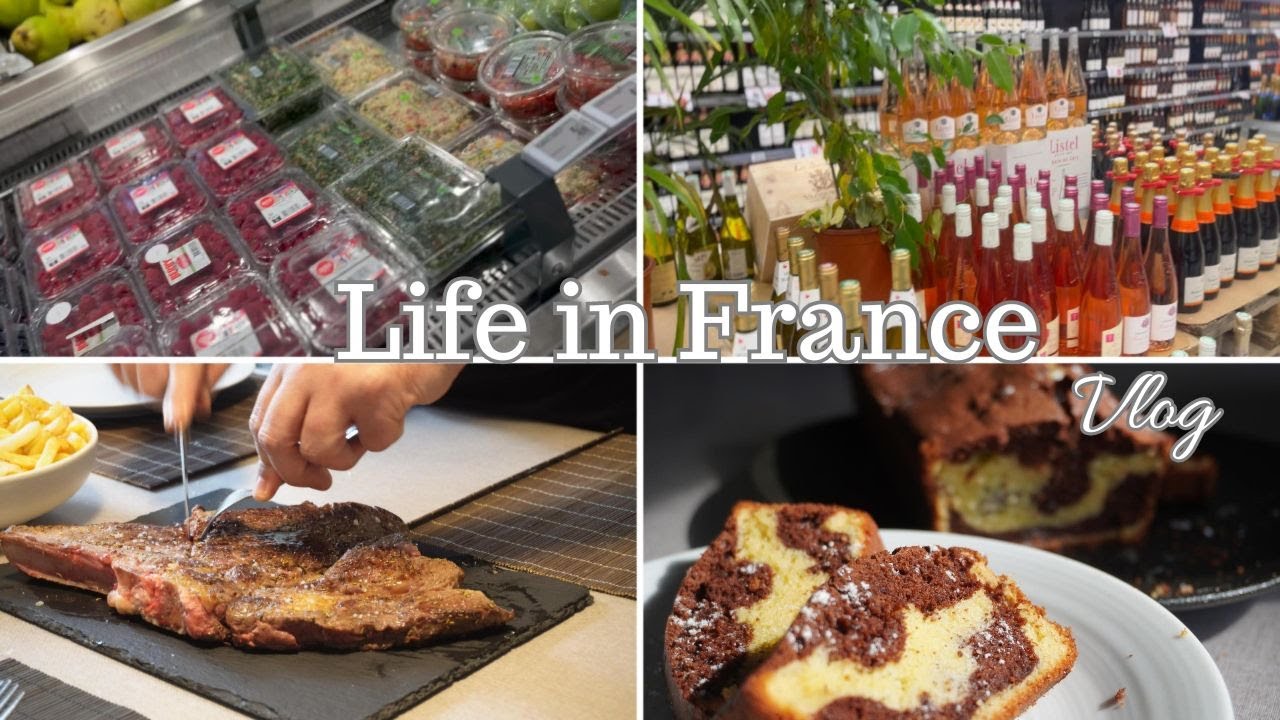French Grocery Shopping🛒 in Auchan & Carrefour, wine fair, Beef and marble cake.Living in France 🇫🇷
