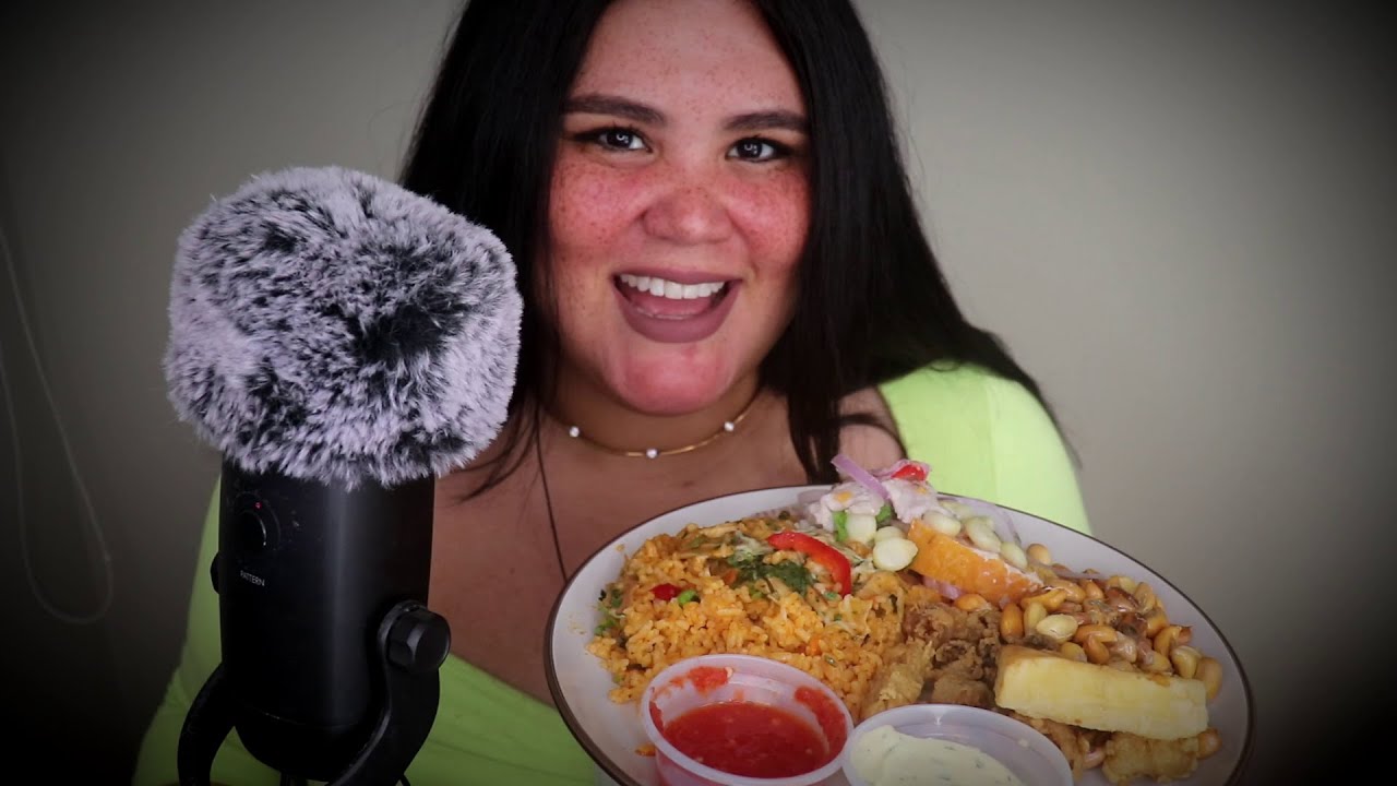 ★ASMR★ Mukbang Trio Marino Peruano (Ceviche, arroz con mariscos y chicharrón)