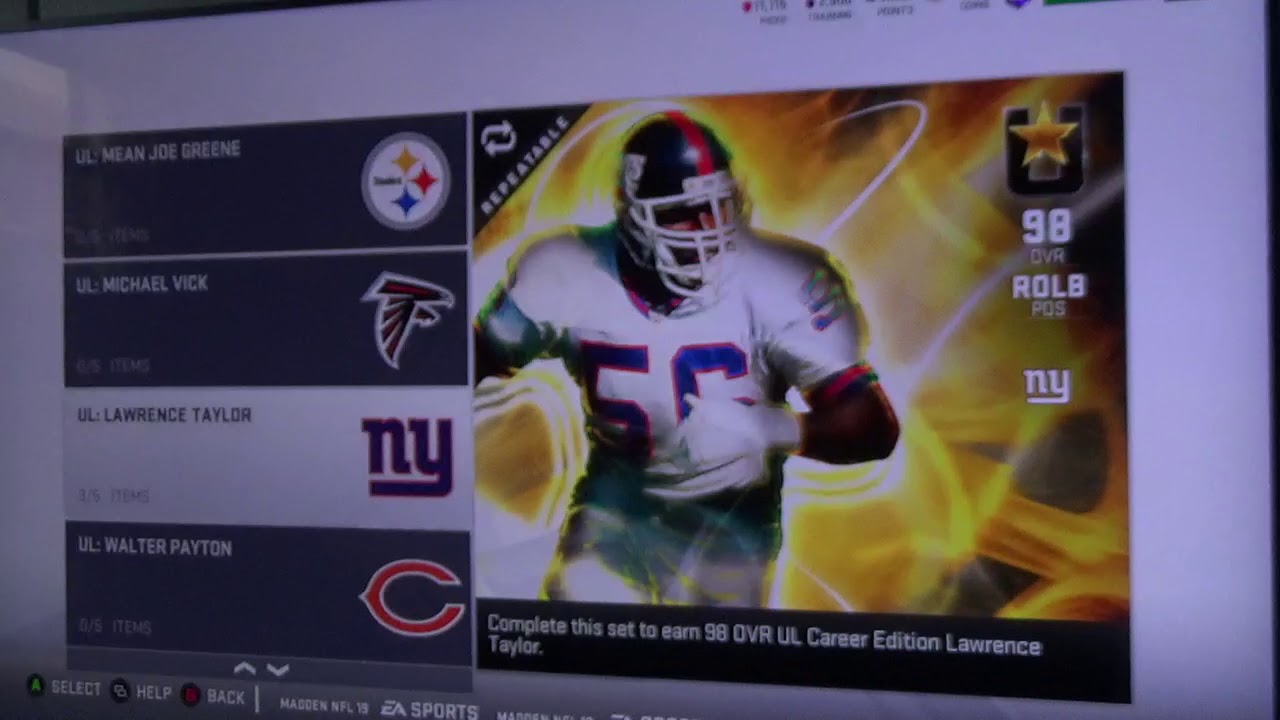 Madden 19 |::| MUT 3089 Lawrence Taylor Set Cards, 88-90!!