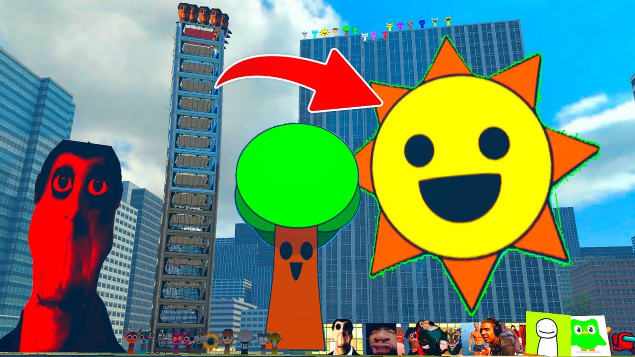 ANGRY RED OBUNGA & Aughh NEXTBOT vs Giant Mr Tree Lobotomy Geometry Dash Emoji in Garry's Mod!