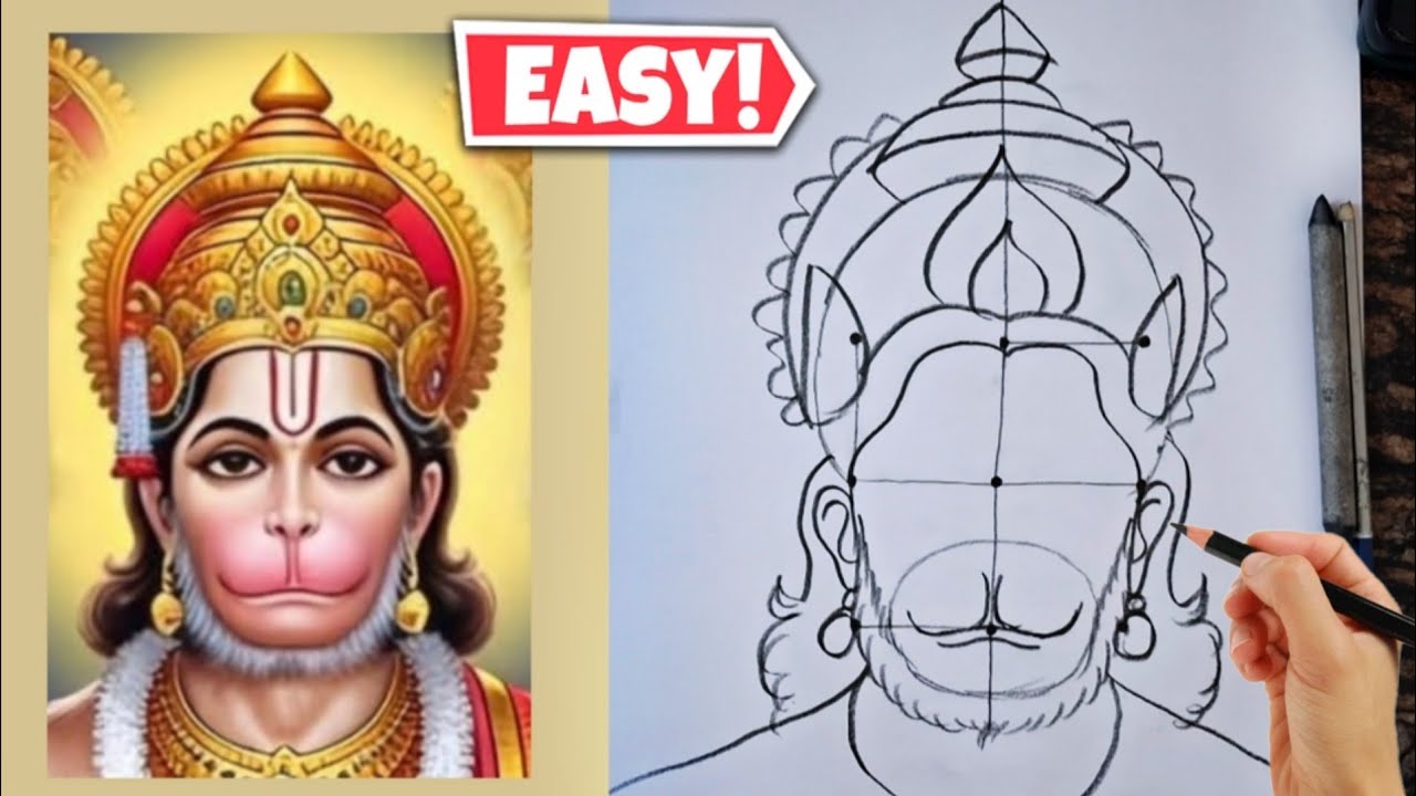 How to draw Lord Hanuman ji Drawing 🙏