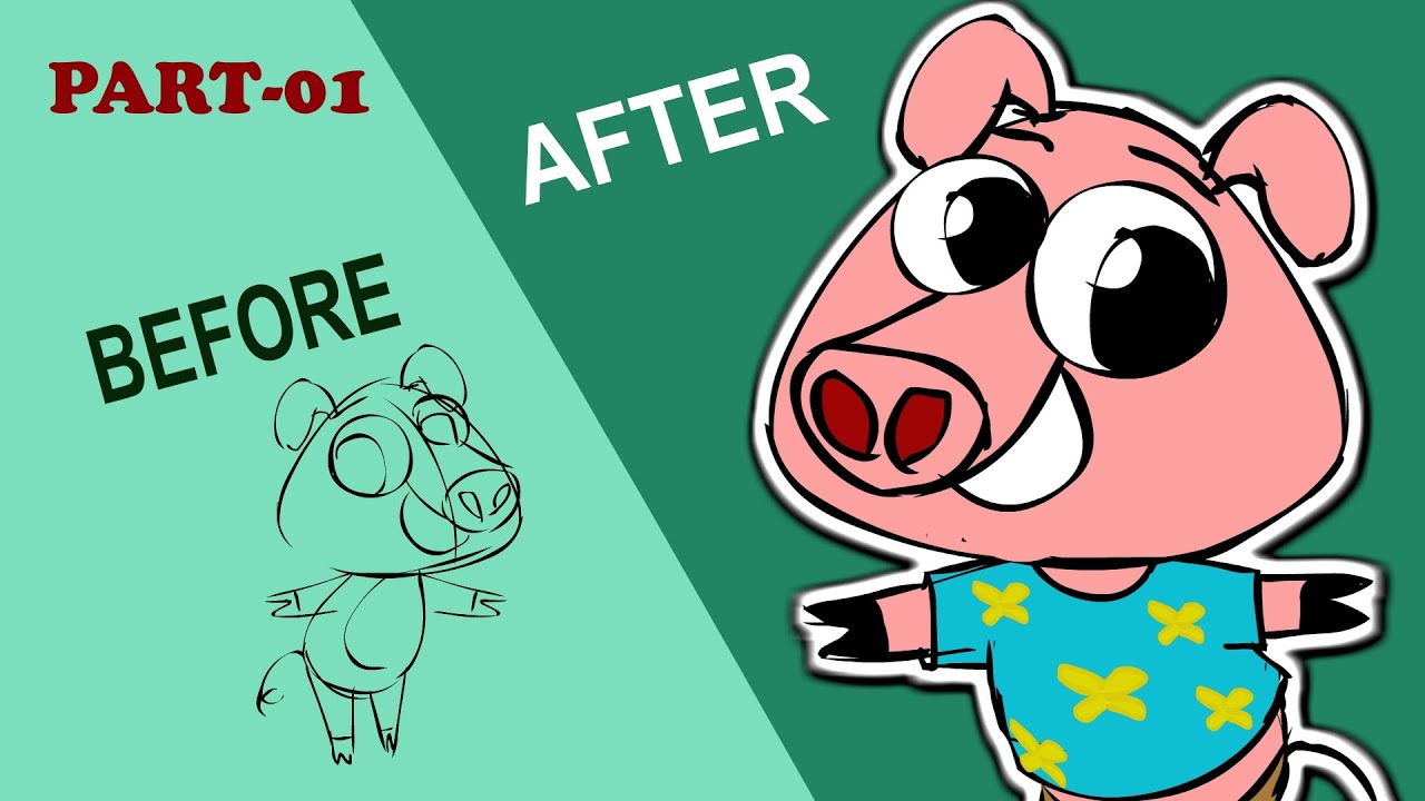 How to draw cartoon piggy