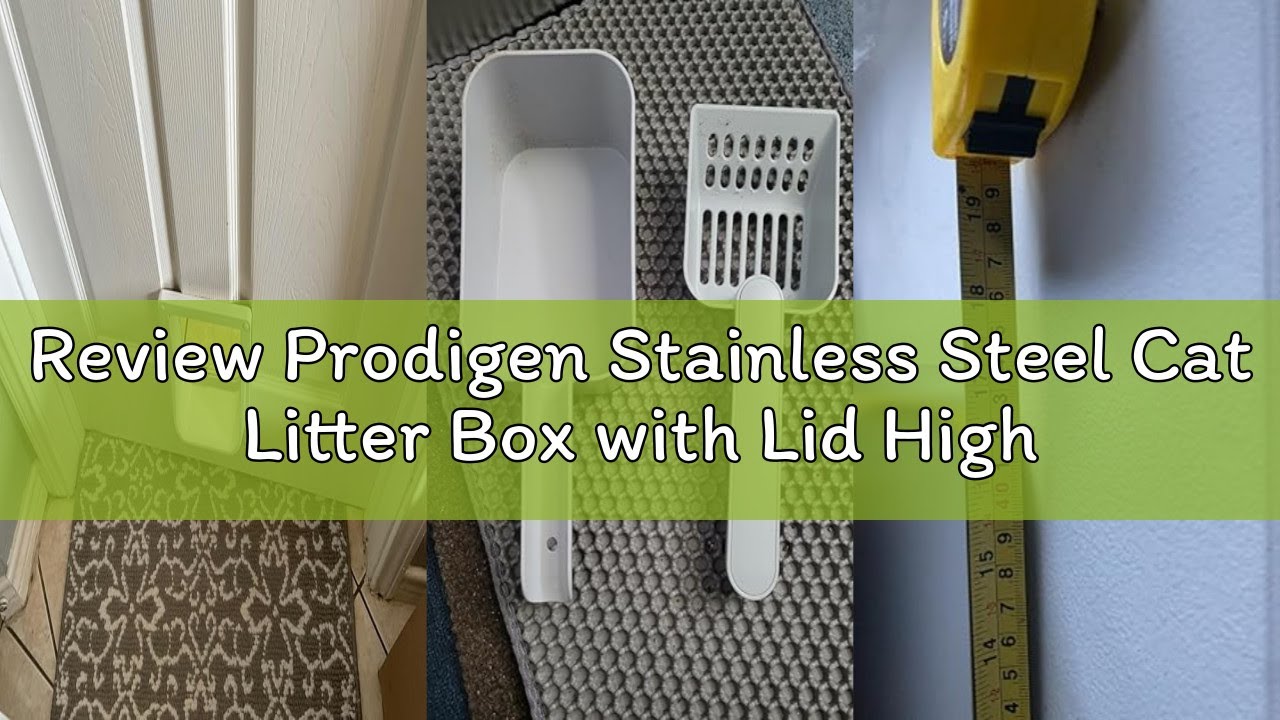 Review Prodigen Stainless Steel Cat Litter Box with Lid High Wall Sides Enclosure, Non-Sticky, Anti-
