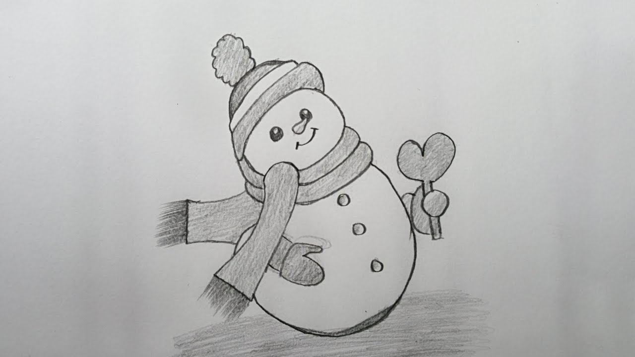 Cute Snowman Drawing | Pencil Sketch Art#snowmandrawing#pencildrawing#cutedrawing#winterdrawing