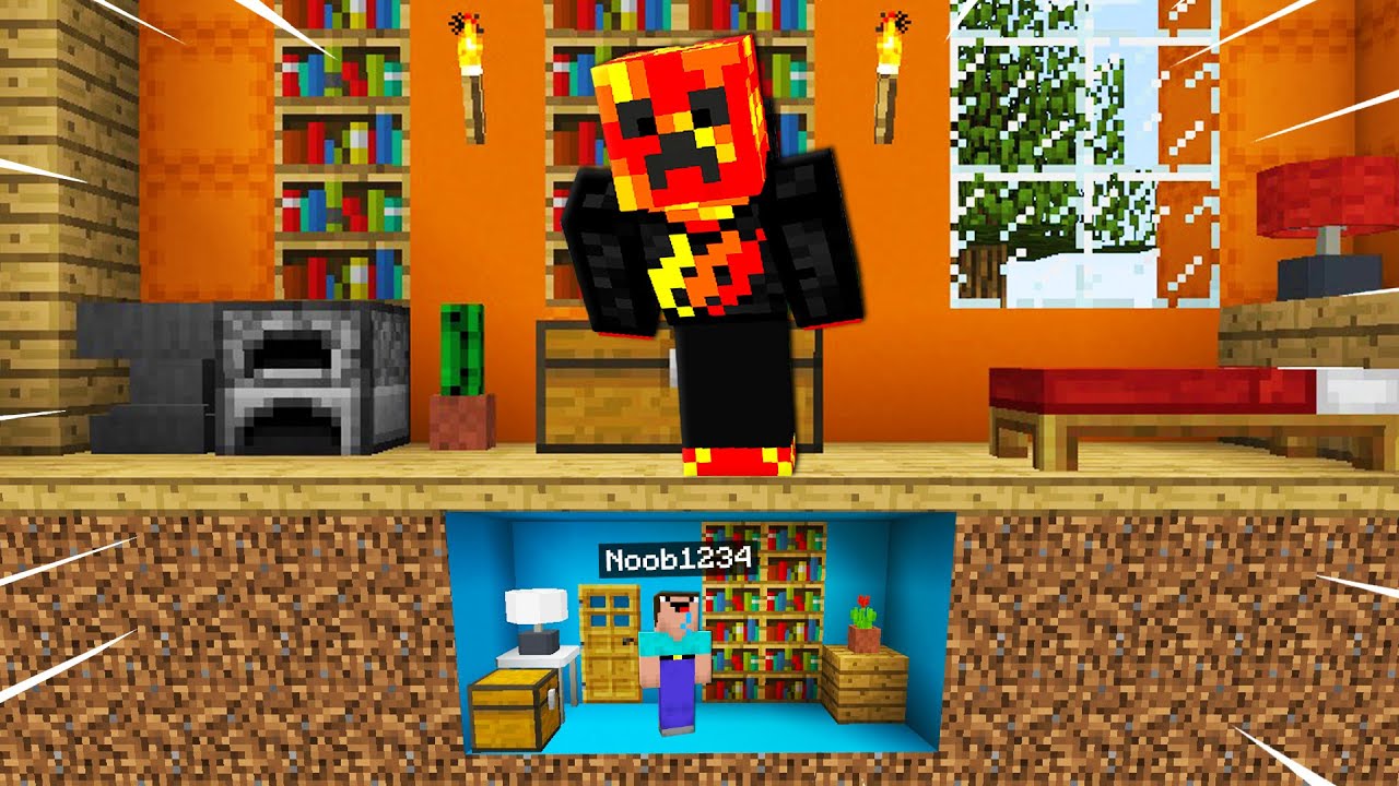Noob1234 Built a TINY House Under Preston's House! (Minecraft)