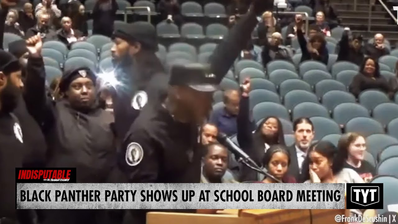Black Panther Party Pulls Up At School Board Meeting Over Racist Death Threat
