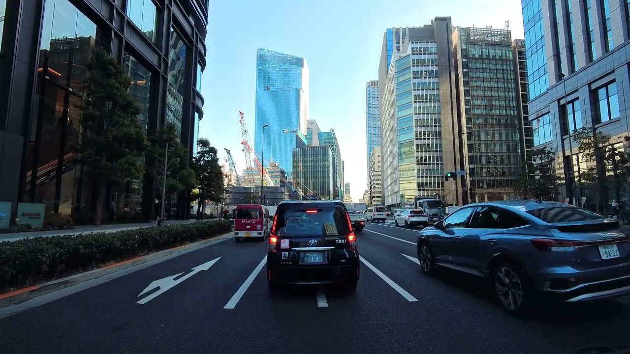 【東京ドライブ】霞が関・人事院前〜東京駅丸の内〜汐留｜昼間走行・都心ドライブ映像