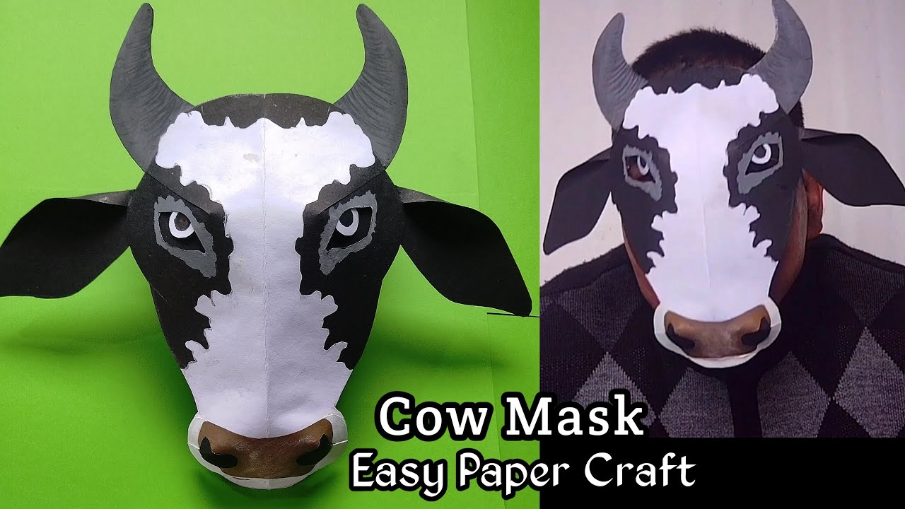 Cow Mask With Paper. Cow Mask Craft. Cow Costume. Animal Mask.Wall Decor Item. #cowMask #ckArtDesign