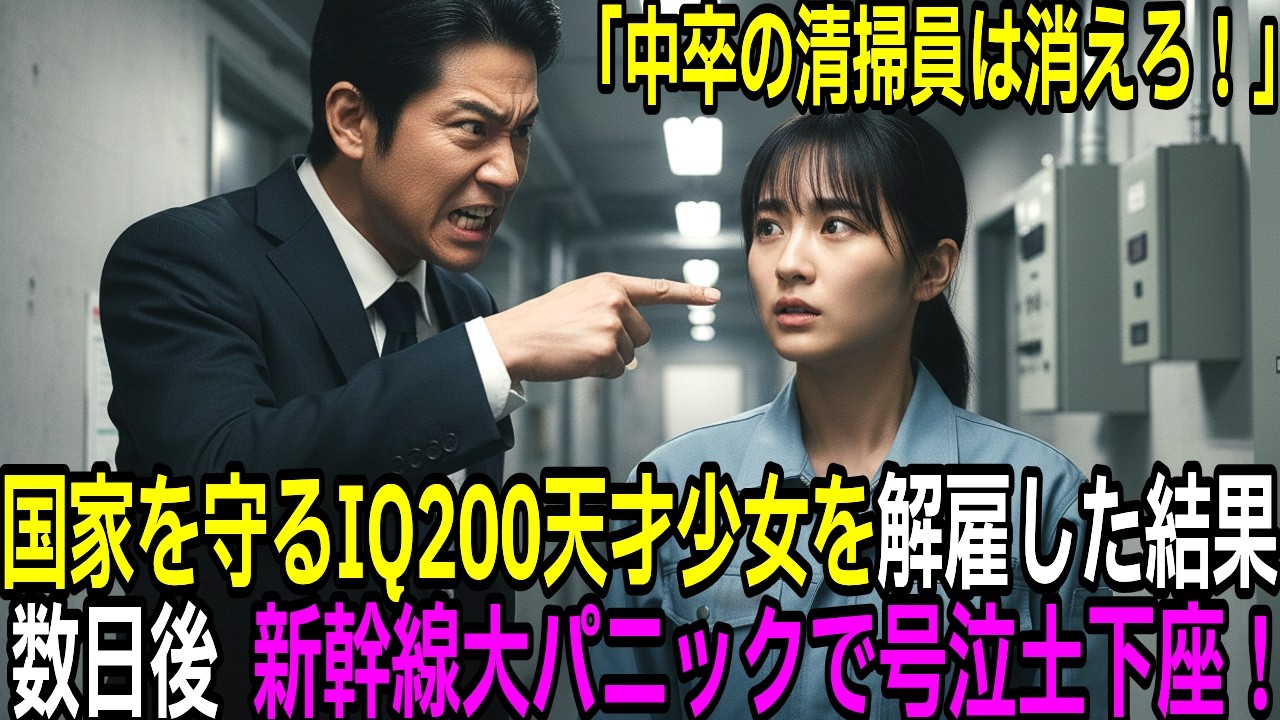 「中卒の清掃員は消えろ！」国家システムを守るIQ200の天才少女を解雇したエリート。数日後、新幹線脱線の危機に1000人の命を前に号泣土下座…【感動する話】【朗読】