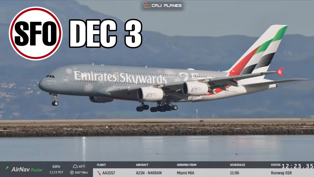 KSFO LIVE |  DEC 3, 2025 | EMIRATES SKYWARDS 25 YEAR S SAN FRANCISCO INT AIRPORT  LIVE STREAM WEBCAM