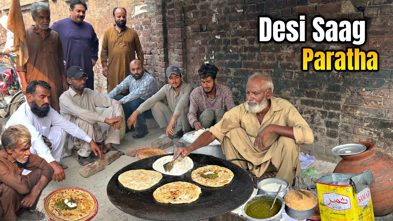 70/- Rs ROAD SIDE BREAKFAST EVER MADE! 😍 SAAG PARATHA | ALOO PARATHA - STREET FOOD PAKISTAN