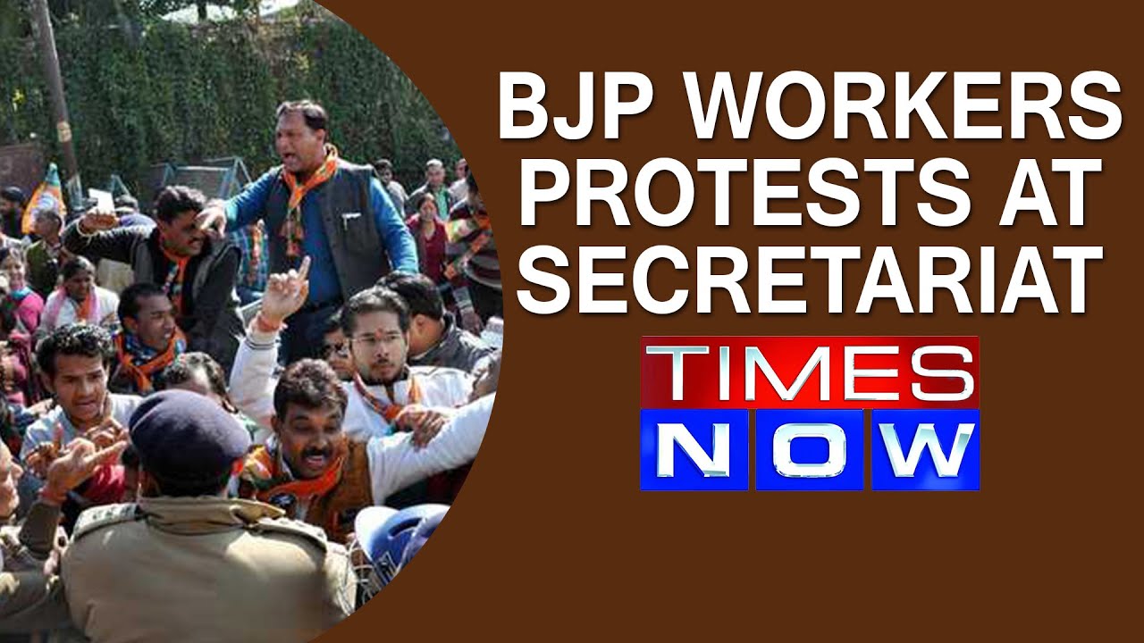 BJP workers protests at Secretariat