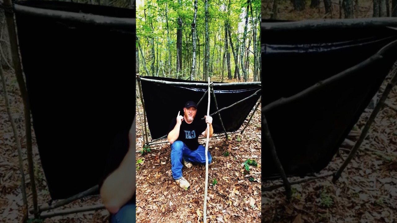 Only $1 for a waterproof shelter? Check out this Garbage Bag Shelter Hack! #Bushcraft #Woodcraft