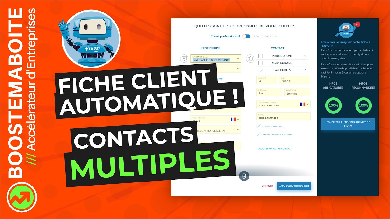 Infos Client automatiques et Contacts multiples - Mise &agrave; jour Henrri 10/2021