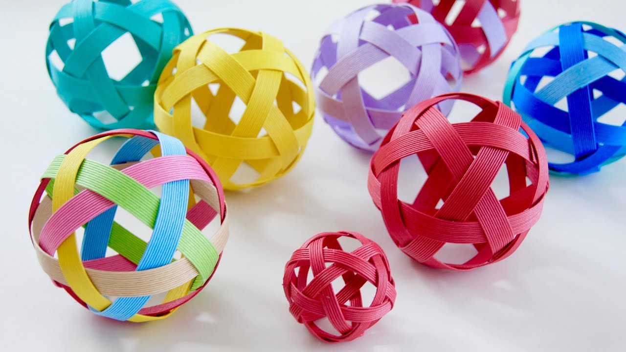 コツあり。簡単クラフトバンド小物　鞠(まり・ボール)の作り方　ひな祭り、春のつるしかざりにもかわいい小サイズも作れます　はじめてのエコクラフト・クラフトバンド