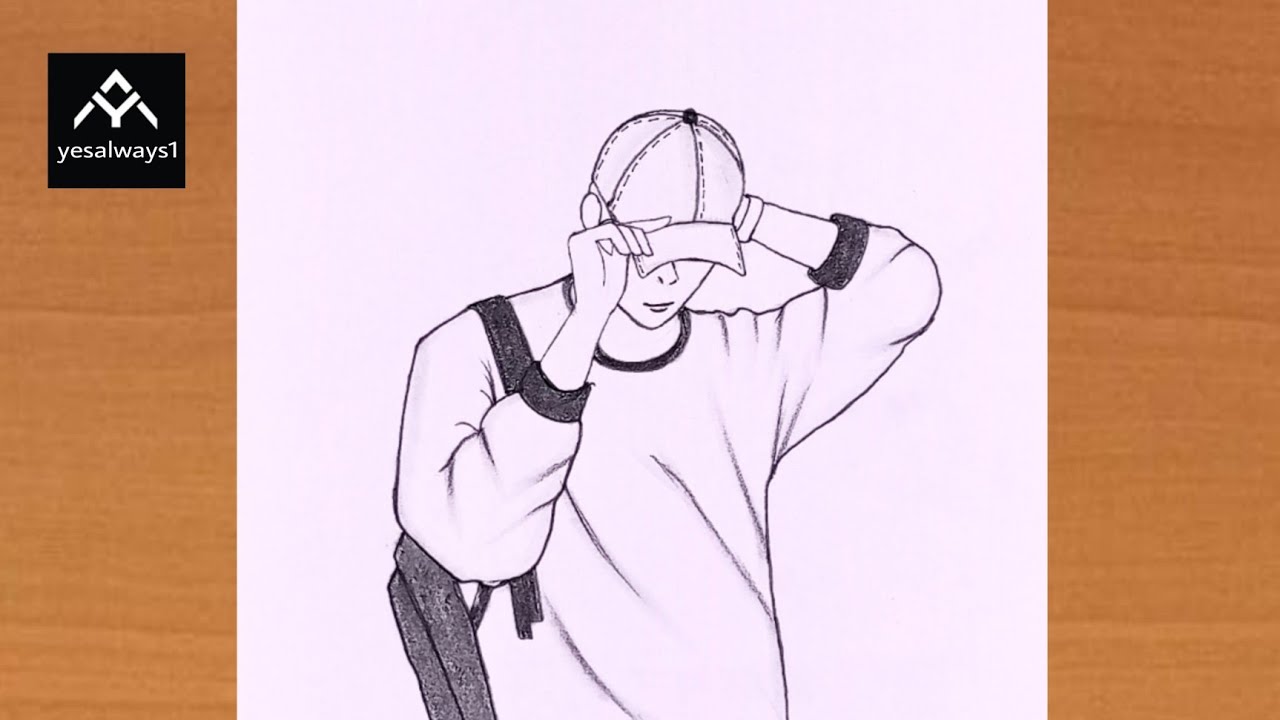 how to draw a boy with cap for beginners | pencil sketch drawing | easy boy drawing