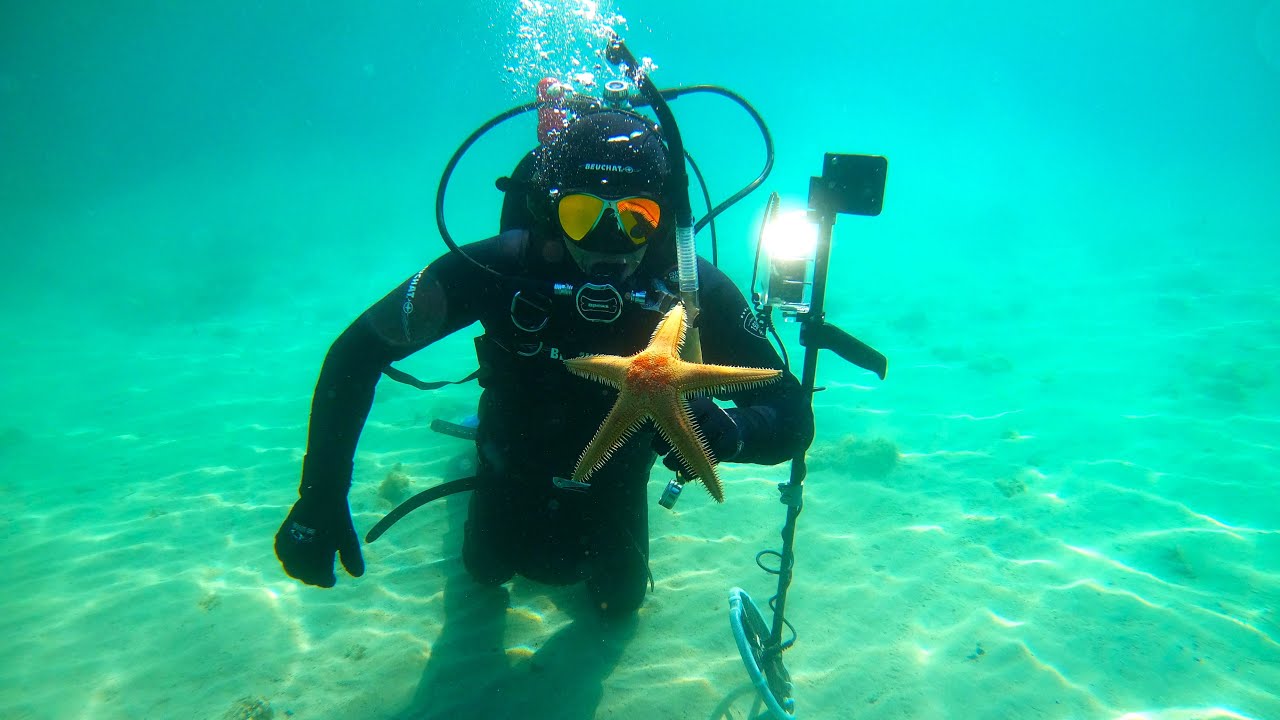 🌊⭐💍 Metal Detecting Underwater. Findings under water. STAR. GOLD. SILVER. COINS. Underwater search.