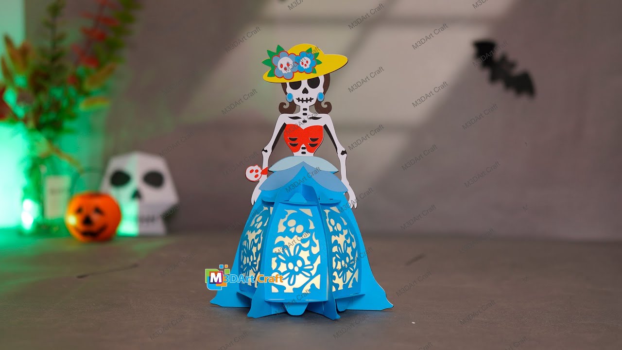 How to Diy Blue Catrina Lantern - DIY Halloween Day of the Dead Lantern for Halloween Decoration