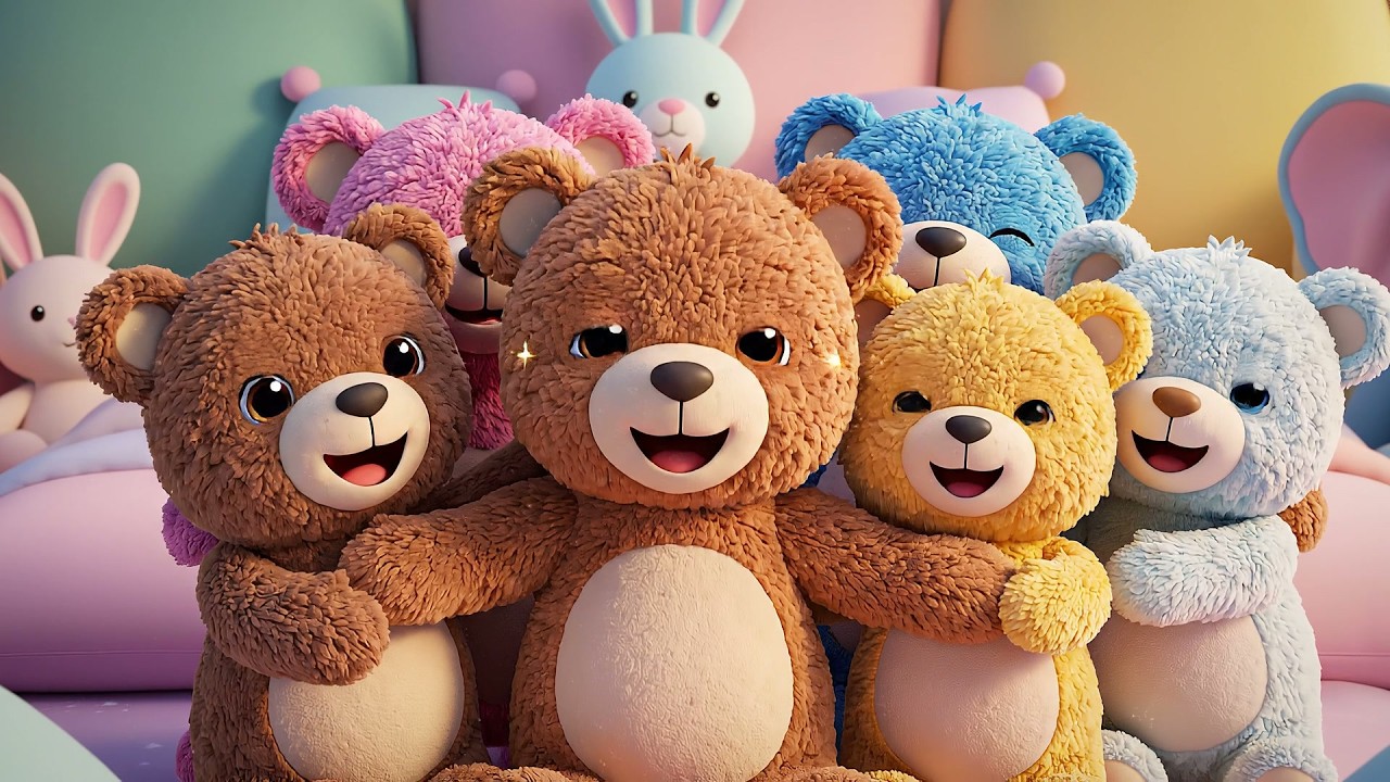 Cinco Ositos de Peluche Tiernos Se Abrazan | Canciones de Amor y Amistad para Ni