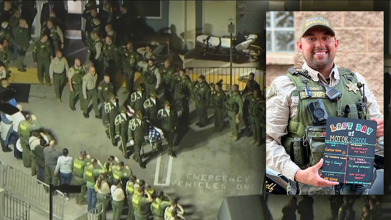 Procession underway at Riverside Community Hospital for slain deputy