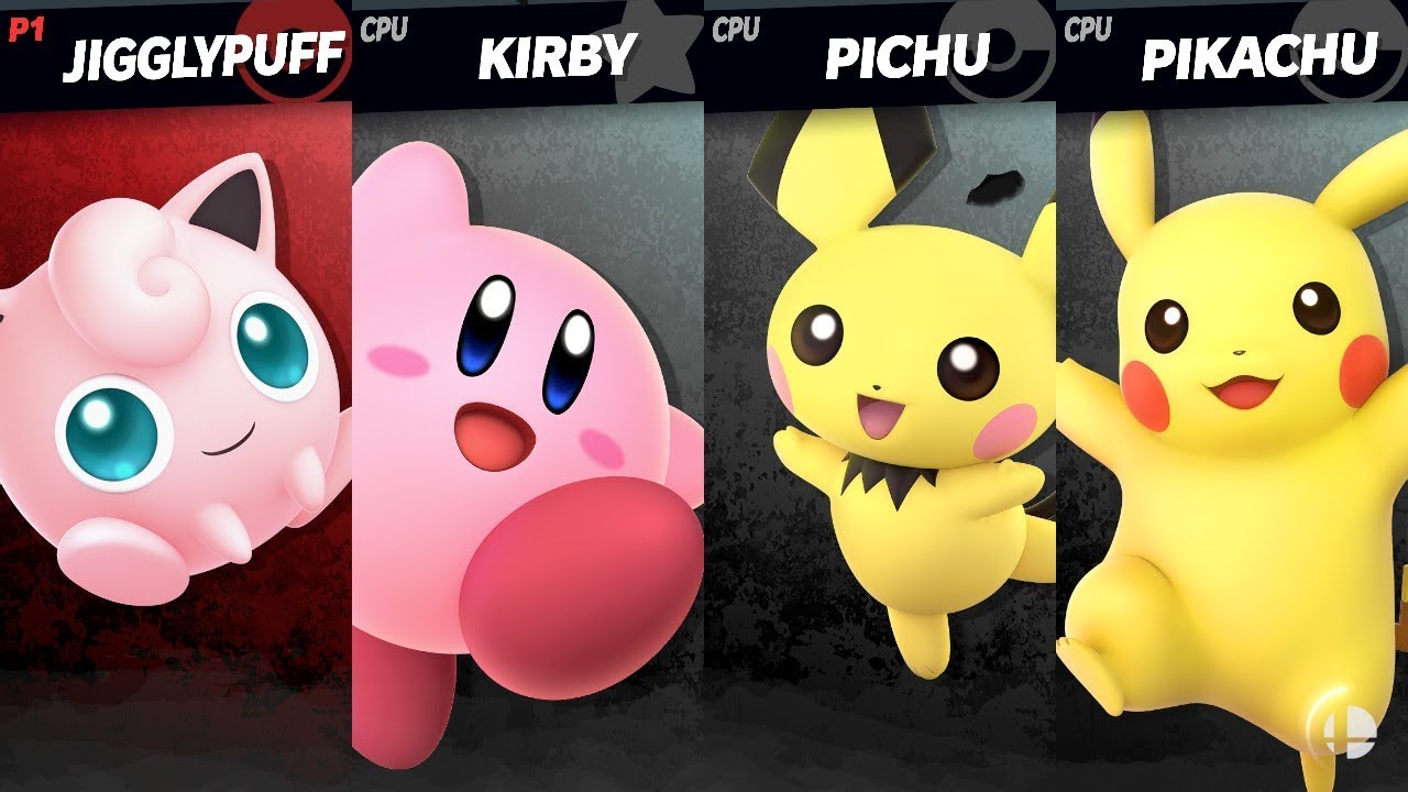 Super Smash Bros. Ultimate (Jigglypuff Vs. Kirby Vs. Pichu Vs. Pikachu)