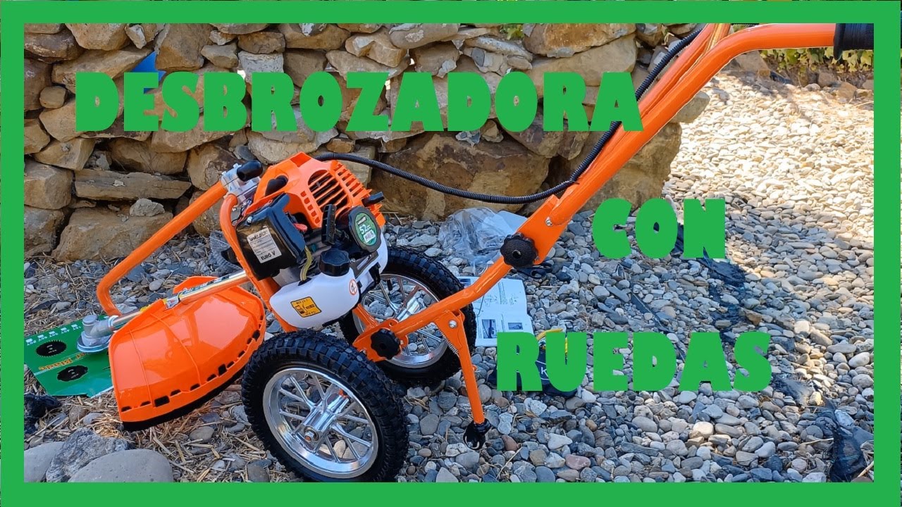 Desbrozadora con ruedas marca Mader. Montaje fácil.