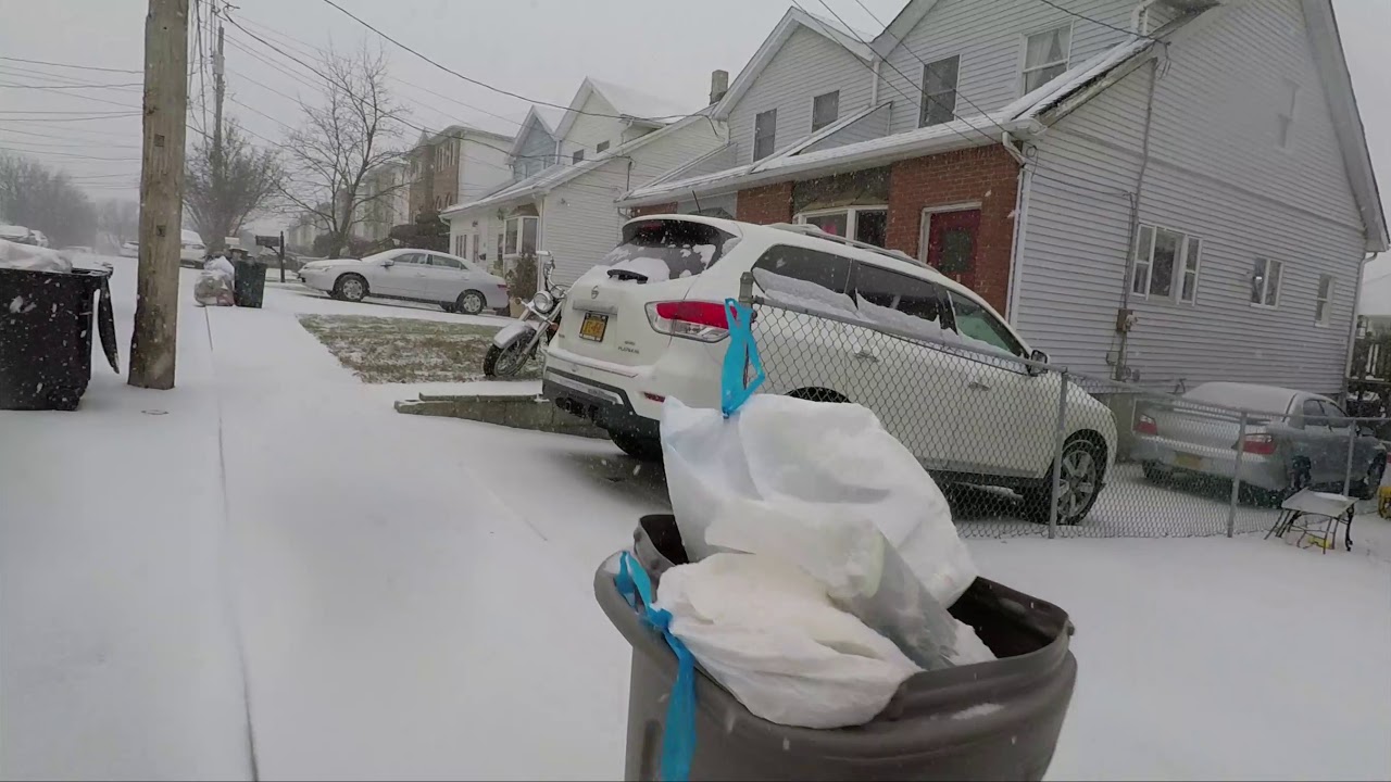 Afternoon Snowstorm Walk in a New York Suburban Neighborhood