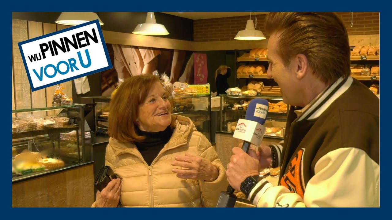 Willi is aangenaam verrast door Mister Pin bij Bakkerij Vedder in Nuenen