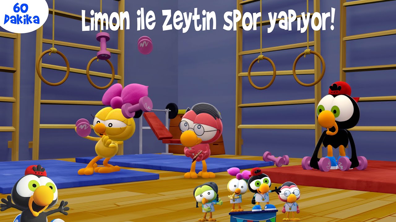 60 DAKİKA ÇİZGİ FİLM 😇🏋🏻‍♀️🤸🏻‍♀️#52 - Limon ile Zeytin Spor Yapıyor! 💪😇 | TRT Çocuk - Disney Channel