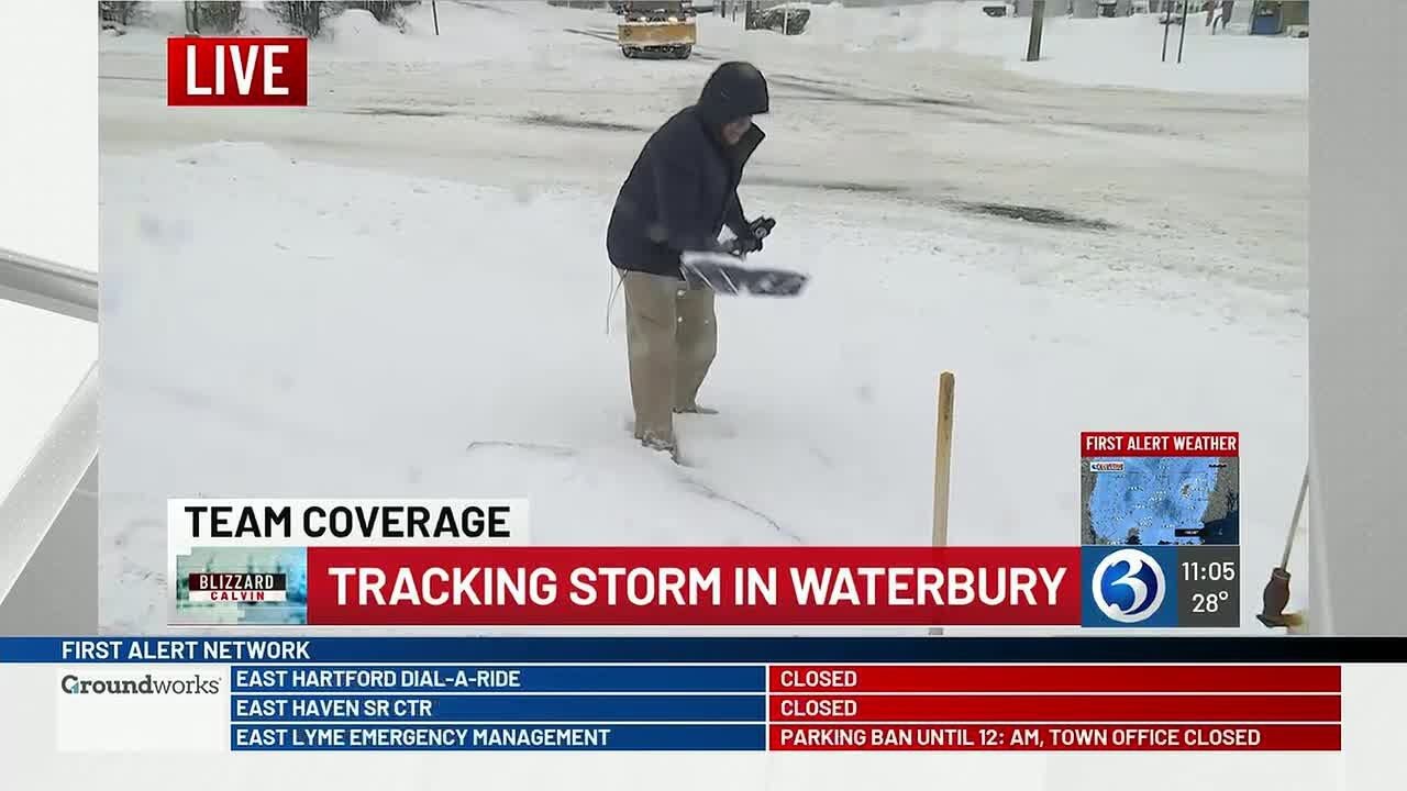 VIDEO: Shoveling snow in Waterbury